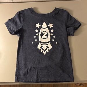 Cat & Jack Navy Rocket Graphic Tee- perfect for 2nd birthday shirt!